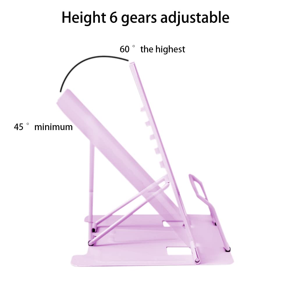 Book Stand, Multifunctional Metal Book Holder for Reading Purple - image 4