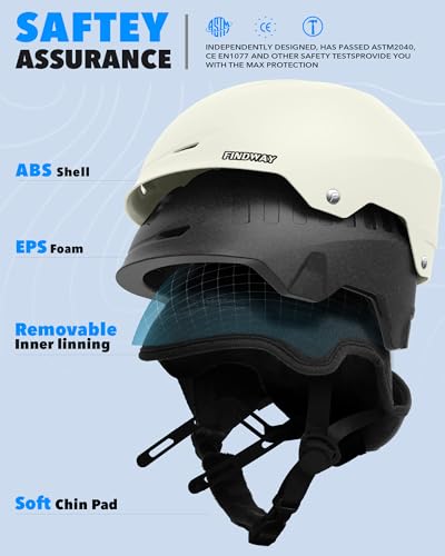 Findway Ski & Snowboard Helmet – Adjustable Vents – Eggshell White