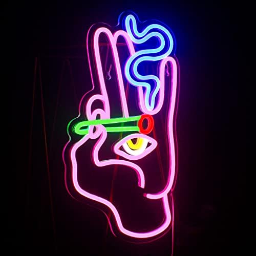Looklight Hand Evil Eye Neon Sign – Pink & Blue LED Wall Decor