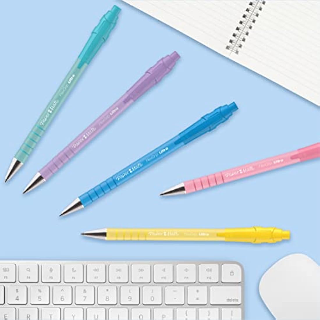 Paper Mate Flexgrip Ultra Pastel Ballpoint Pens, Medium Point, 5 Pack
