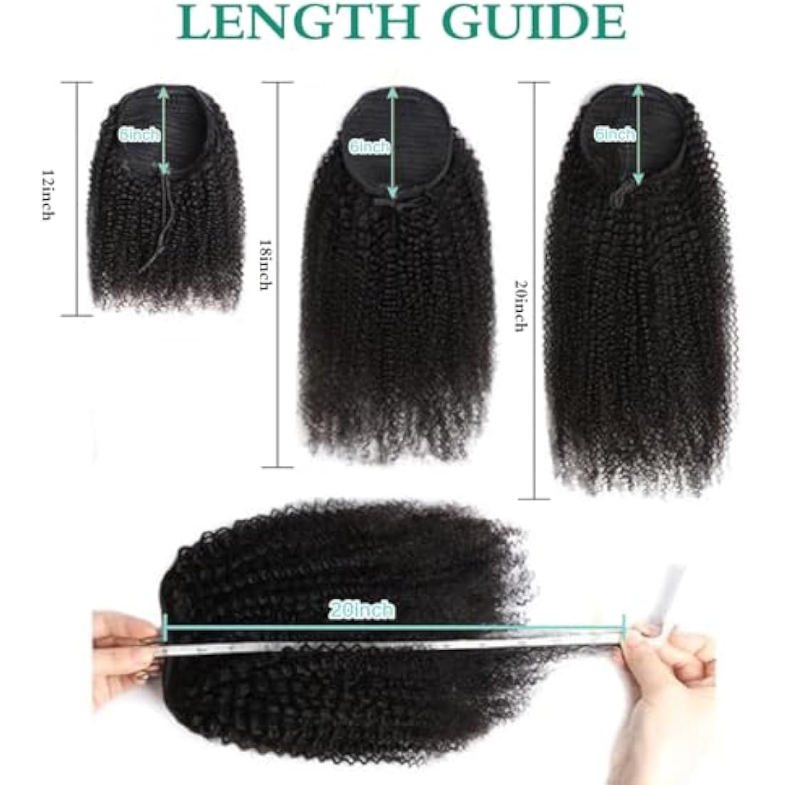Jolof Store 4C Afro Kinky Curly Human Hair Drawstring Ponytail – 16 Inch