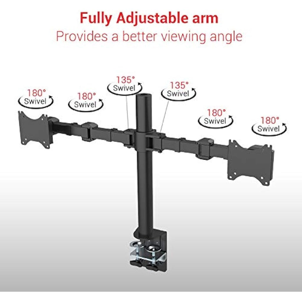 FLEXIMOUNTS Dual Arm Monitor Mount – Full Motion Desk Stand for 10-27" LCD