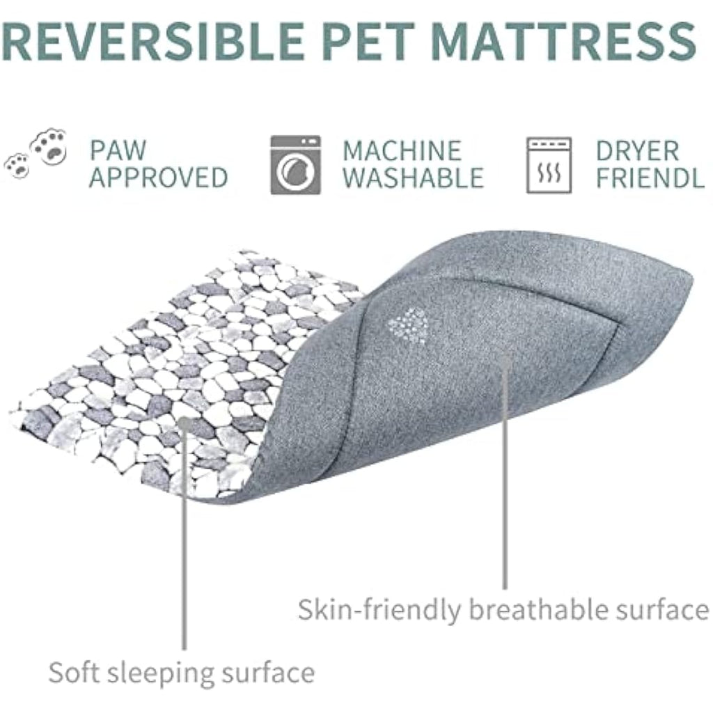 VANKEAN Reversible Dog Crate Pad – Washable Soft Pet Bed Mat, Grey