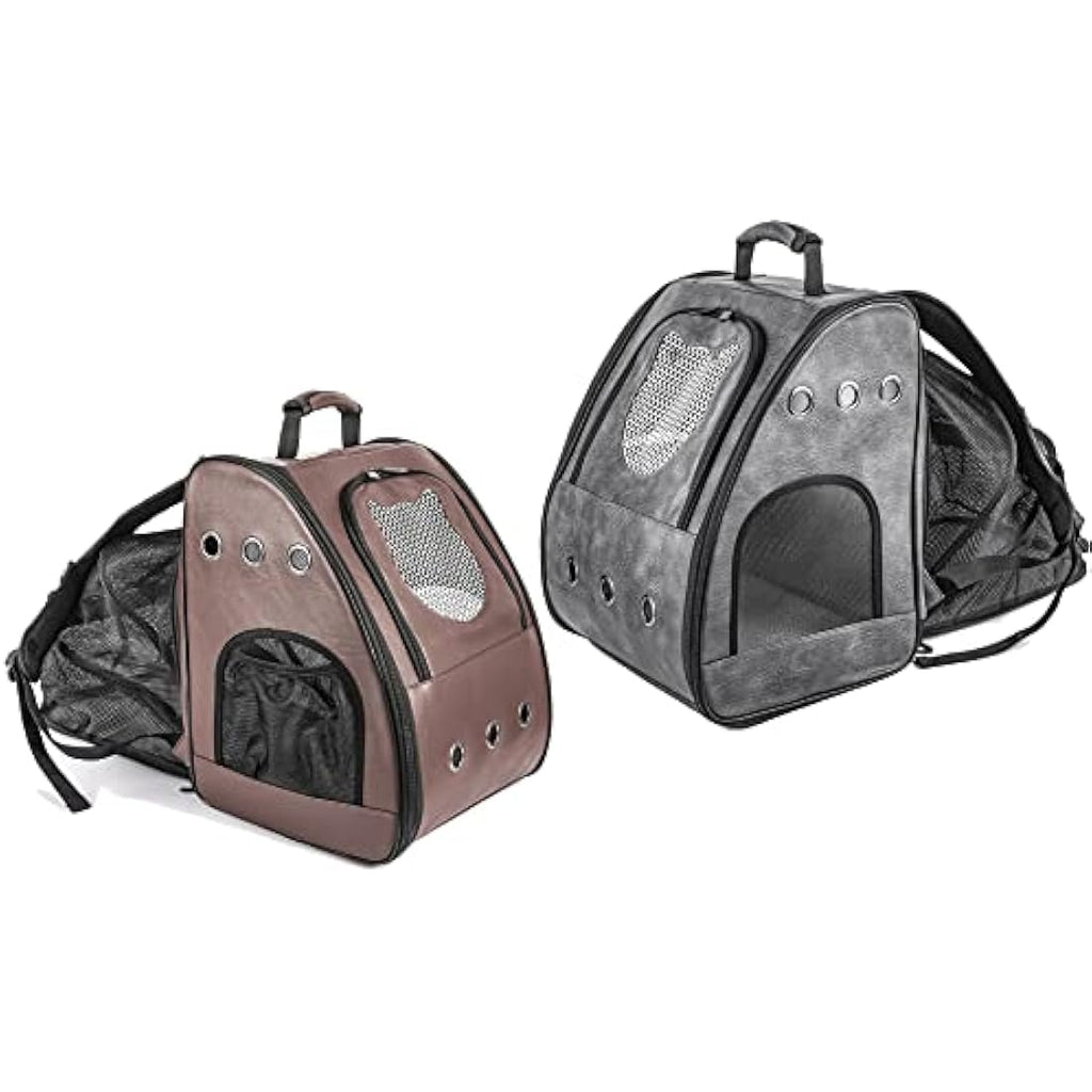 Jolof Store Large Cat Backpack – Expandable Leather Pet Carrier