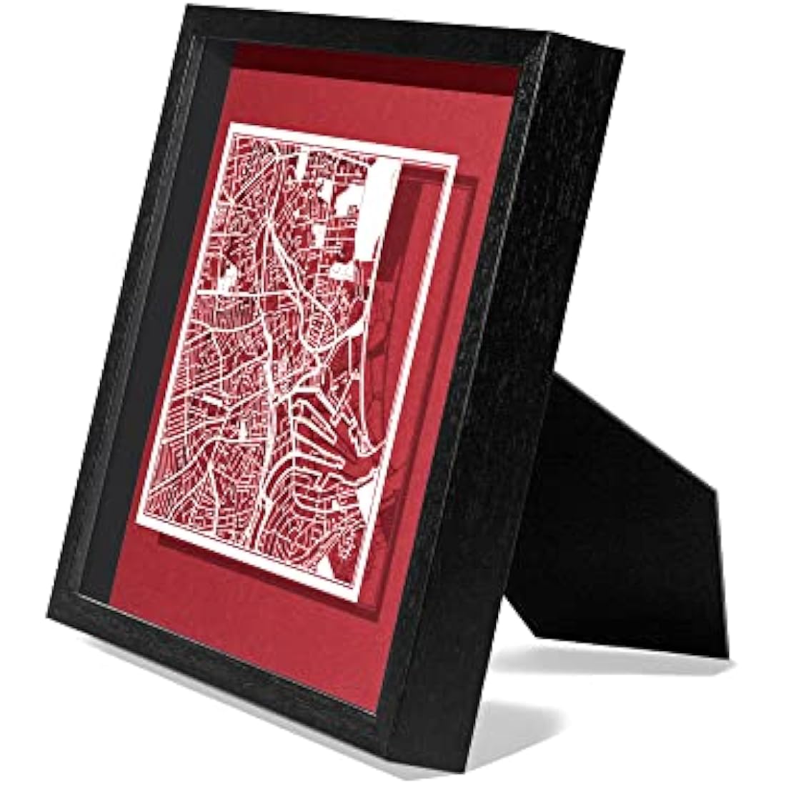 Aberdeen Paper Cut Map Wall Art -  Framed Decor, 23x23 cm