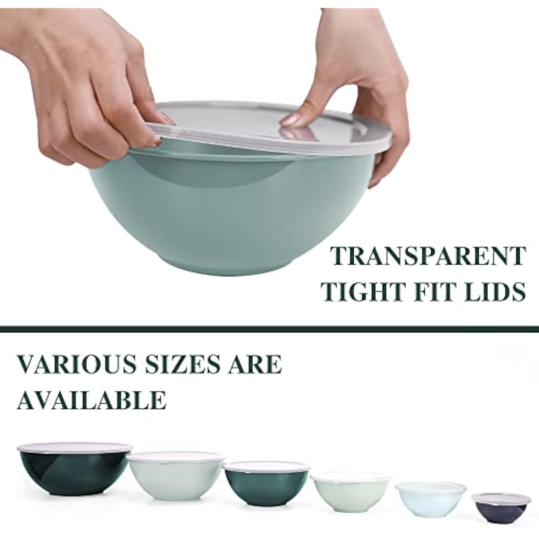 BoxedHome 12-Piece Mixing Bowl Set with Lids – Non-Slip Stackable Green