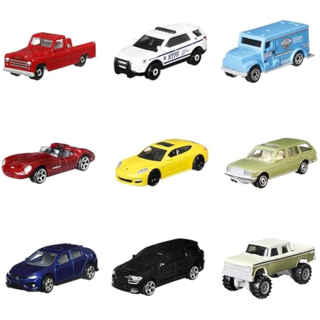 Matchbox 9-Pack Die-Cast Toy Cars | 1:64 Scale Realistic Vehicles