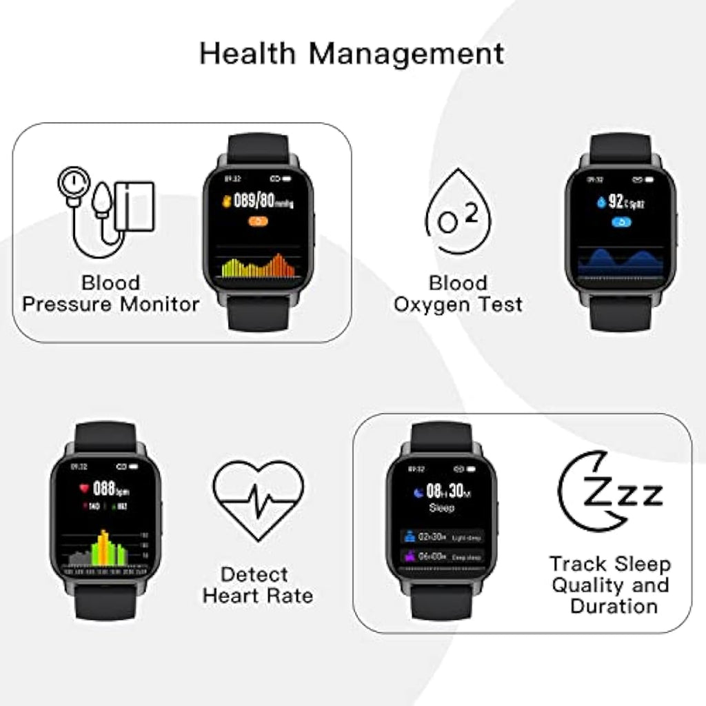 Popglory Smart Watch - 1.85" Fitness Tracker with Bluetooth Calling