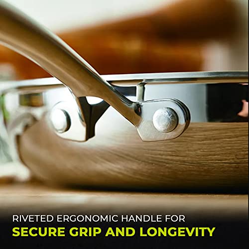 SEIDO Stainless Steel Frying Pan | 24cm Non-Toxic 5-Ply Induction Skillet
