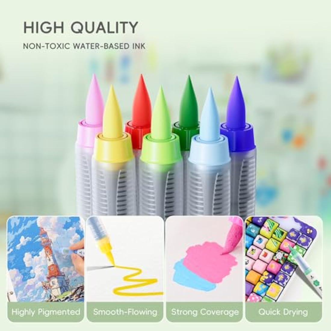 Arrtx 36 Colors Acrylic Paint Pens | Waterproof Brush Tip Markers