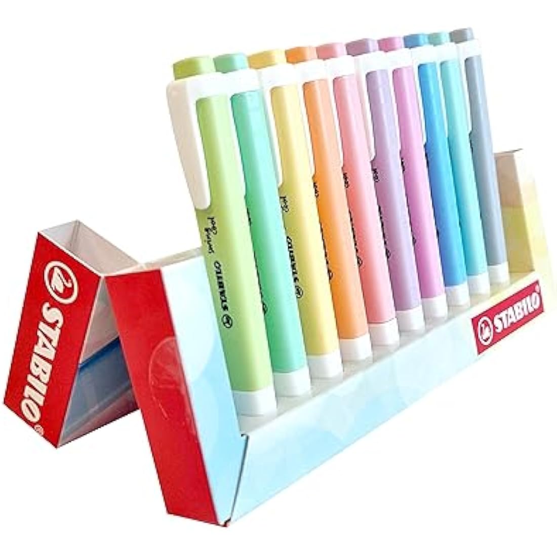 STABILO Swing Cool Pastel Highlighters - 10-Color Deskset - 1-4mm Tip
