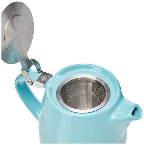 Forlife Stump Teapot 400 mL – Ceramic Tea Infuser Pot in Turquoise