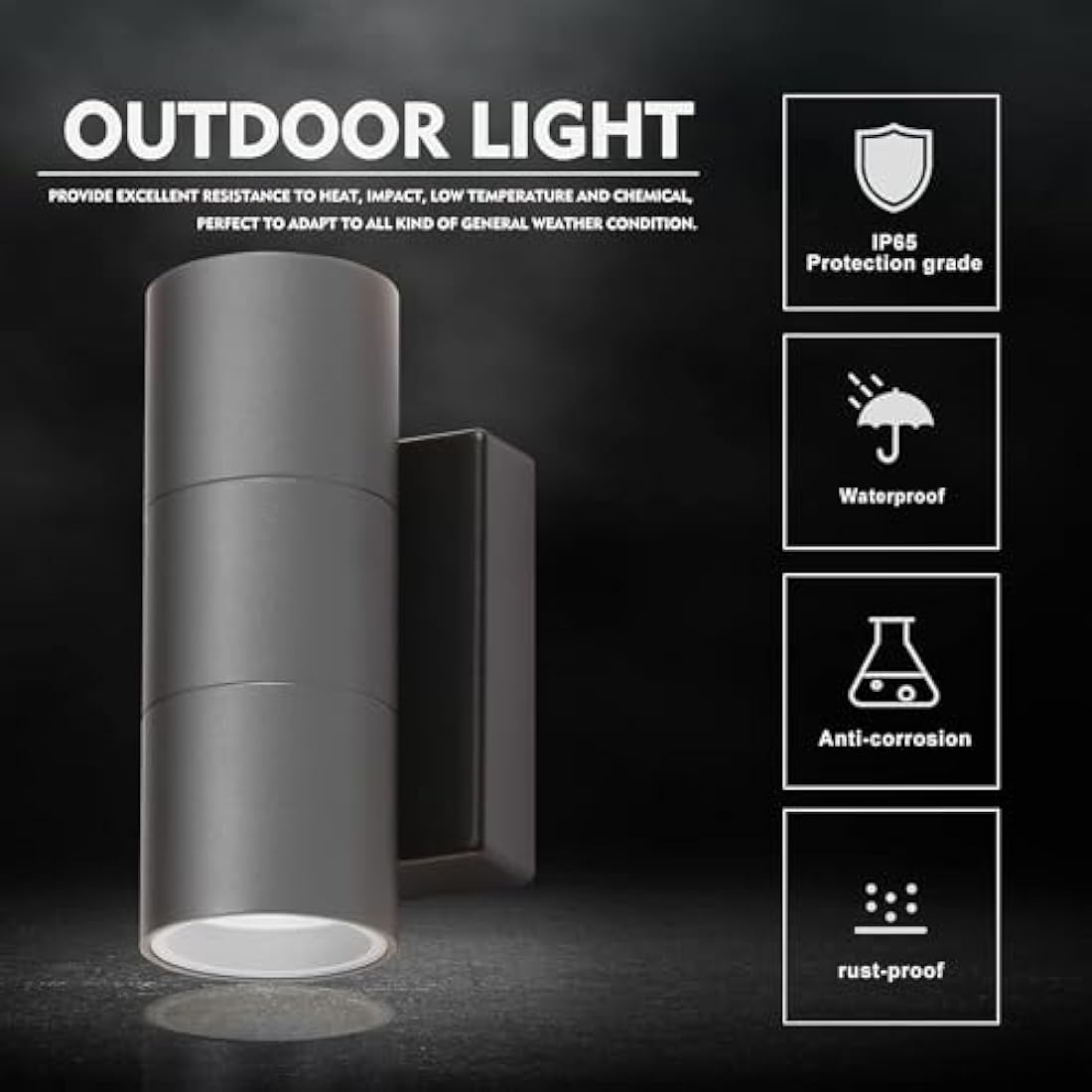 CELAVY Outdoor Wall Lights – IP65 Waterproof Modern Up Down Sconce, Grey