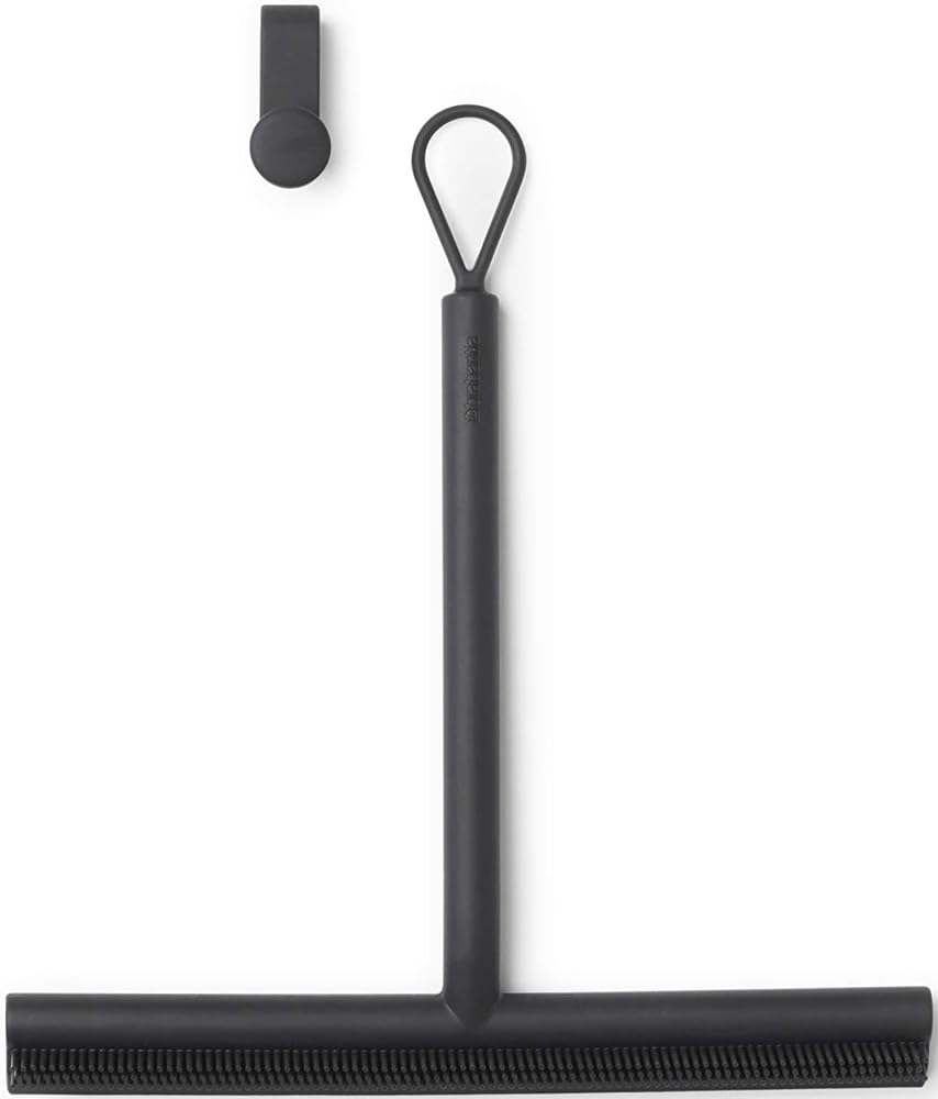 Brabantia Silicone Shower Squeegee with Hook – Dark Grey Glass Wiper