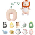JOYRAVO 2-in-1 Kids Travel Pillow | Convertible Animal Plushie – Pink Lion