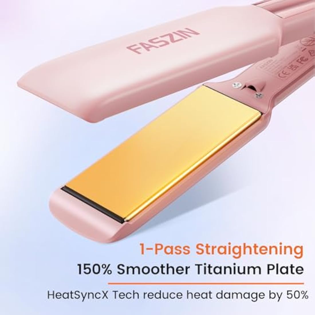 Faszin Titanium Hair Straightener | 42mm Wide Plate Ionic Flat Iron - Pink