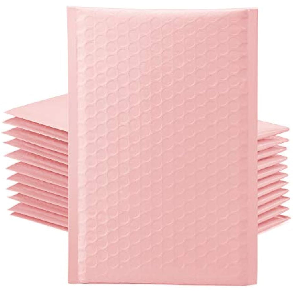 Switory Poly Bubble Mailers – 50 Pack Pale Pink Padded Envelopes 10x17cm