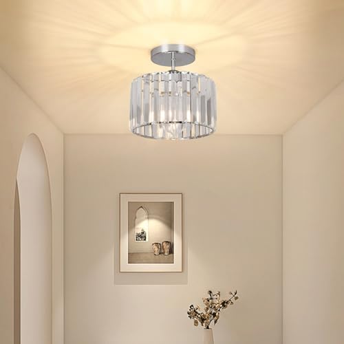 Crystal Ceiling Light – Modern Rose Gold Flush Mount Lamp