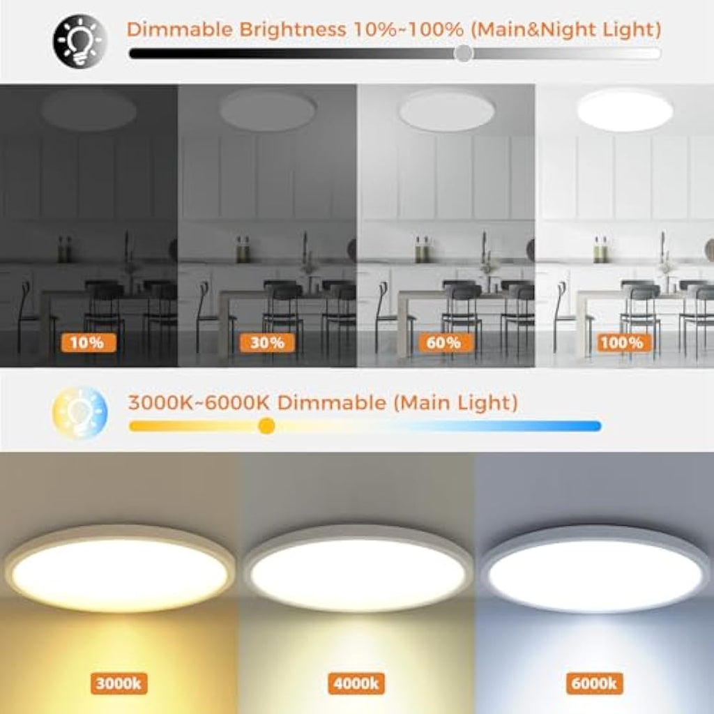 Slochi 36W LED Ceiling Light | 40cm Dimmable Flush Mount with Remote