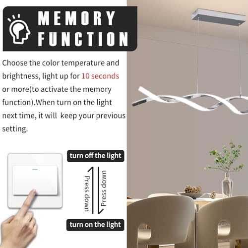 Mikeru Modern Wave LED Pendant Light | Dimmable Chrome Island Chandelier