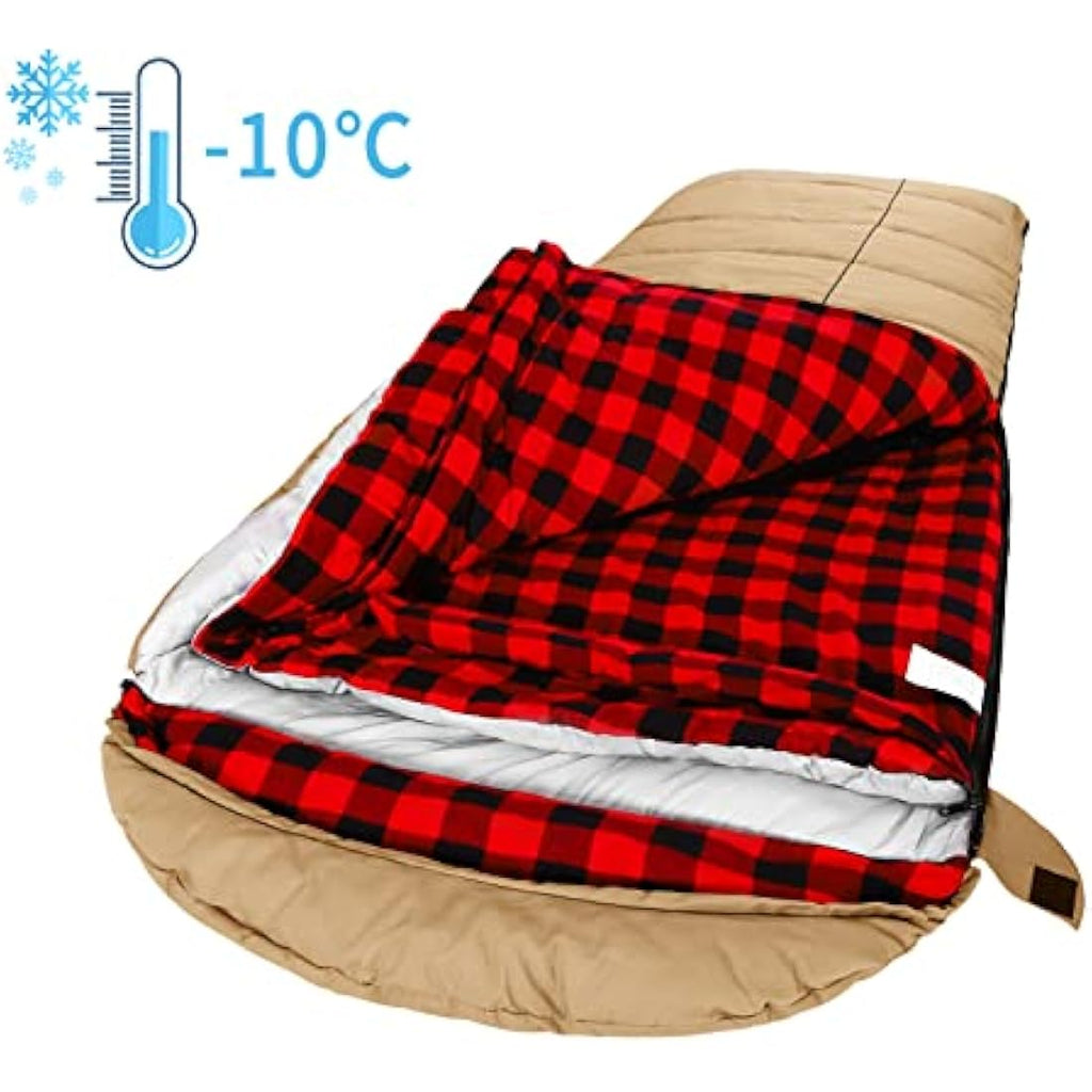 MCOTA 0 Degree Canvas Sleeping Bag – Oversized Flannel Lined Winter Gear