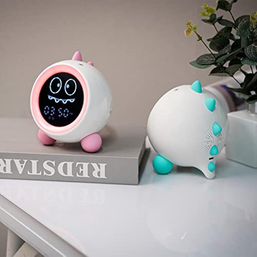 Jolof Store Kids Alarm Clock – Dinosaur Sleep Trainer & Sound Machine, Pink