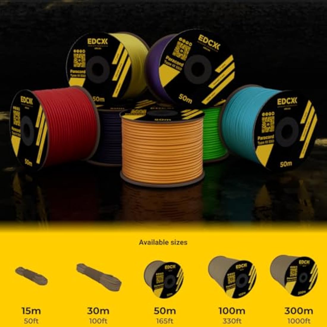 EDCX 550 Paracord Type III – 4mm Nylon Rope for DIY, Camping & Survival