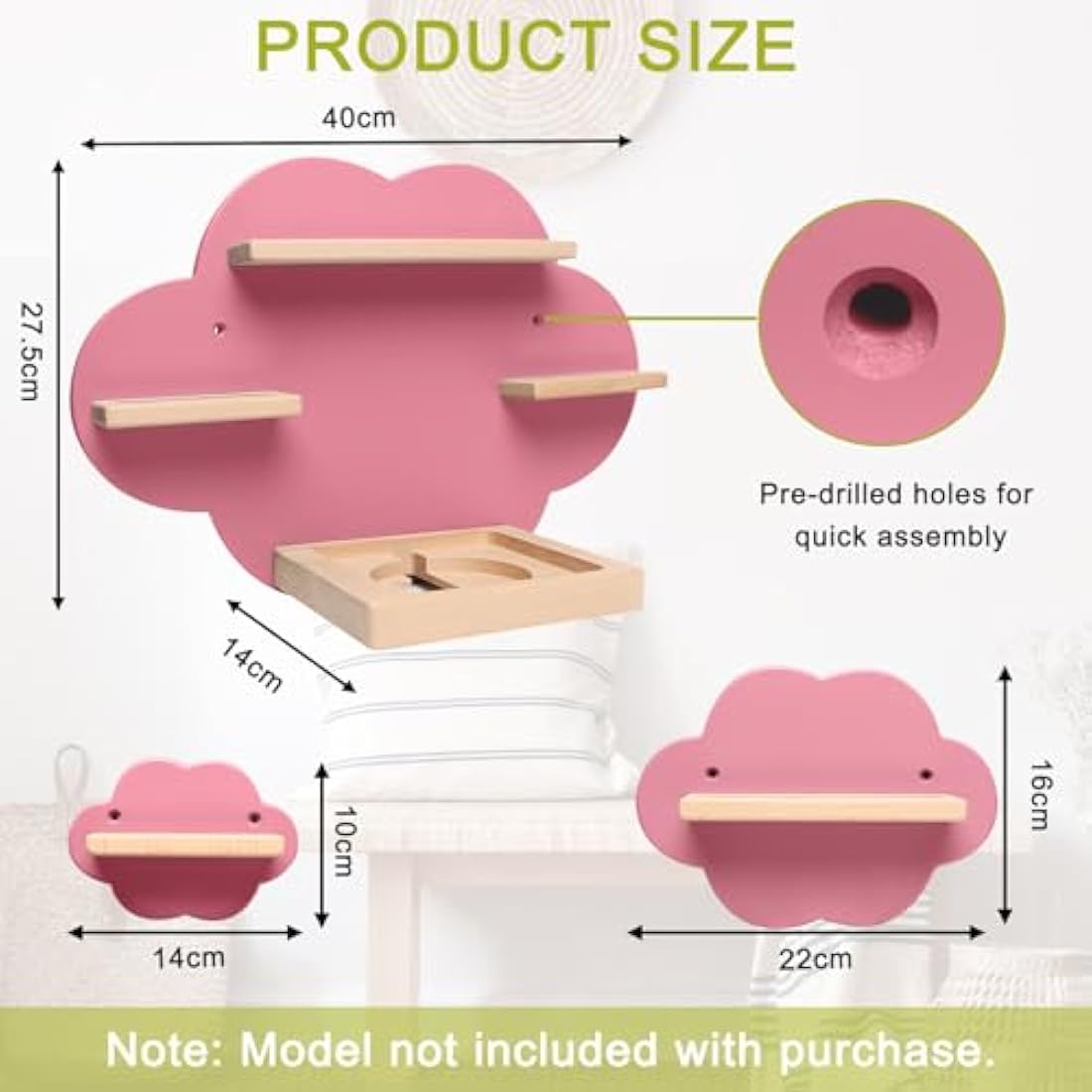 Cloud Tonie Shelf - Magnetic Wooden Storage for 35 Figures, Pink