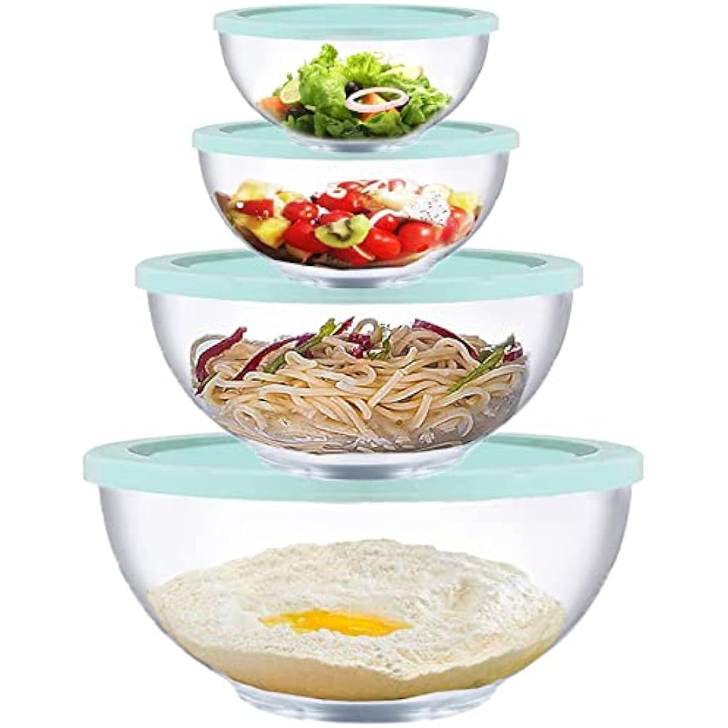 Homwin 8-Piece Borosilicate Glass Mixing Bowls with Airtight Lids Set
