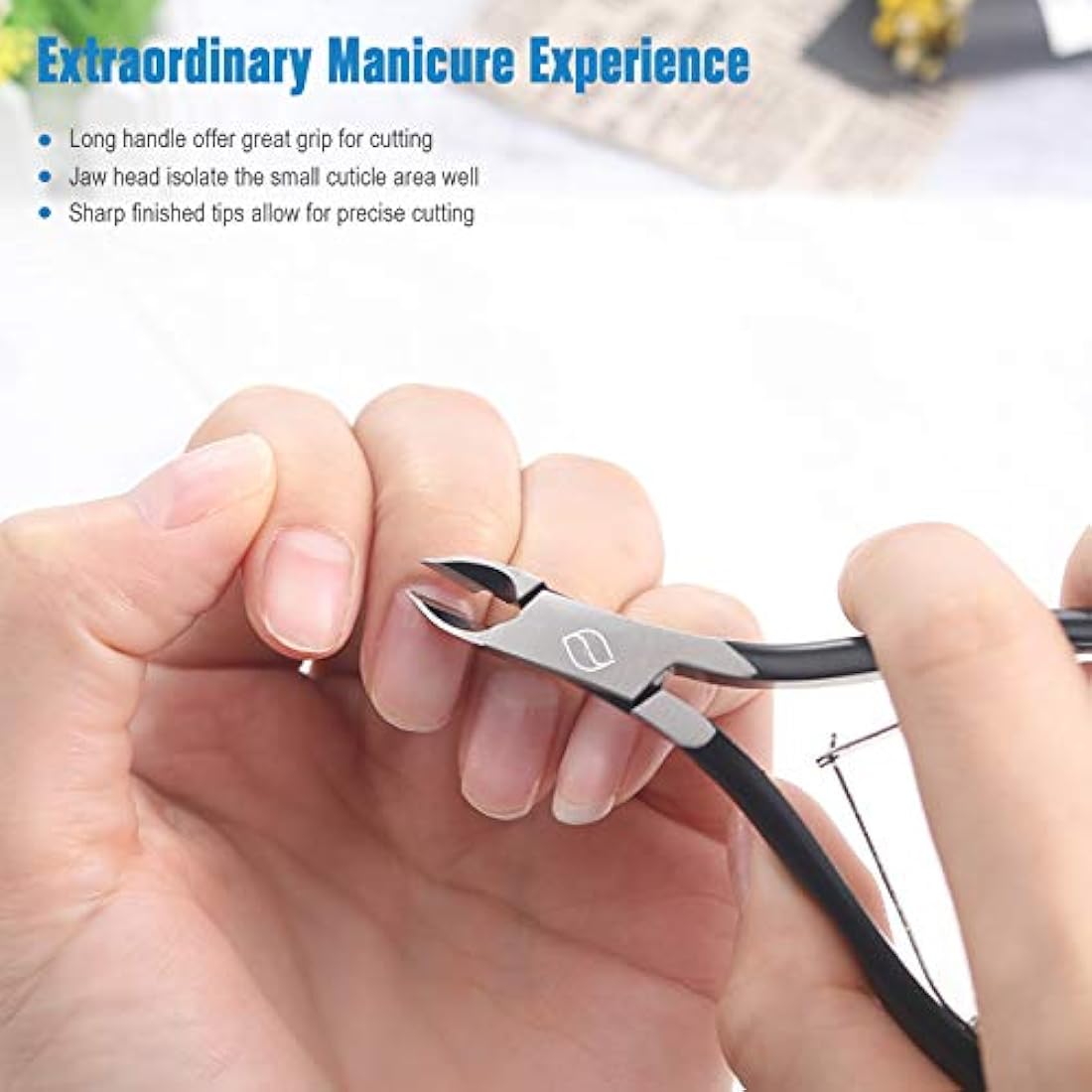 FERYES Professional Cuticle Nippers – Stainless Steel Trimmer, Matt Black