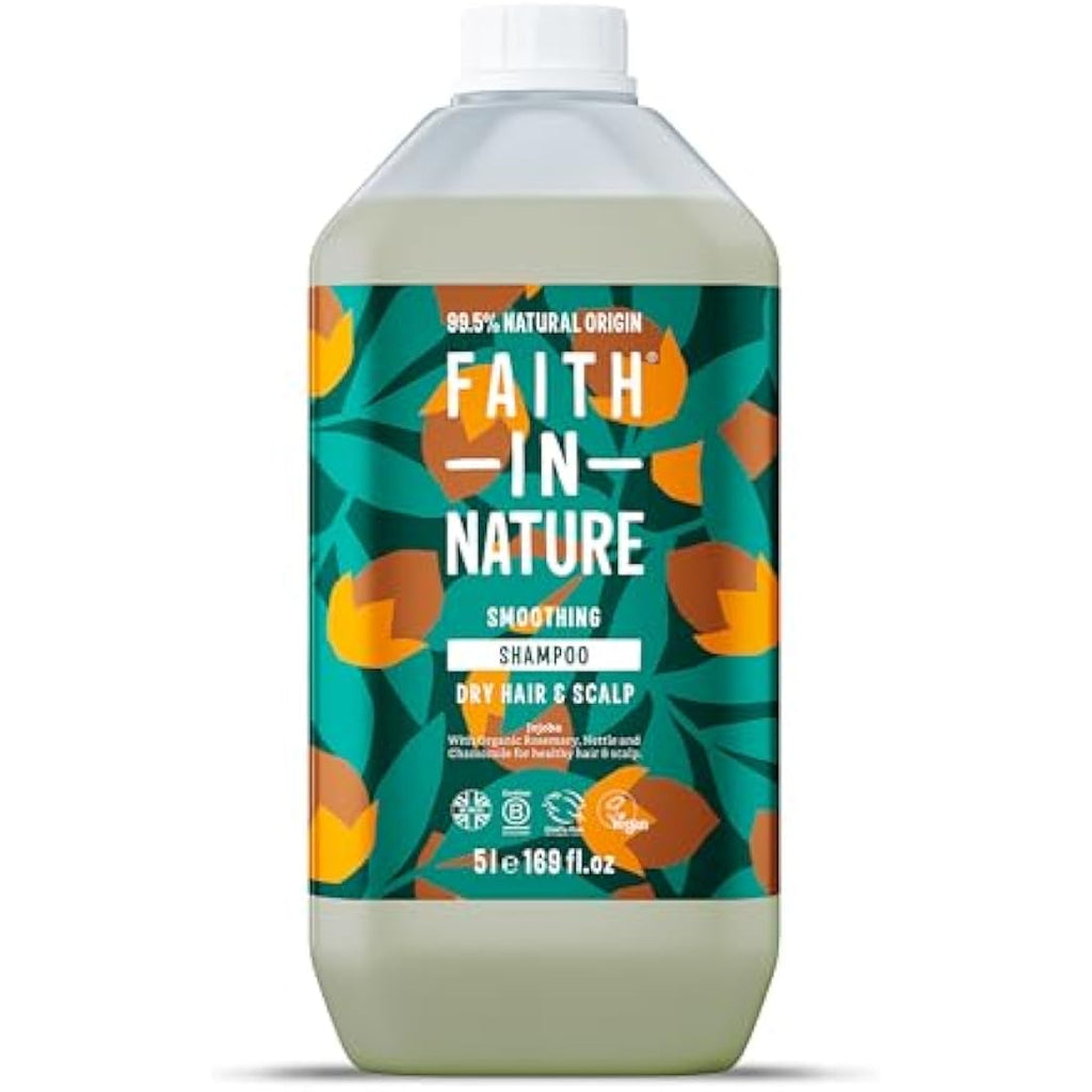 Faith In Nature Jojoba Shampoo | Smoothing 5L Refill for Dry Hair