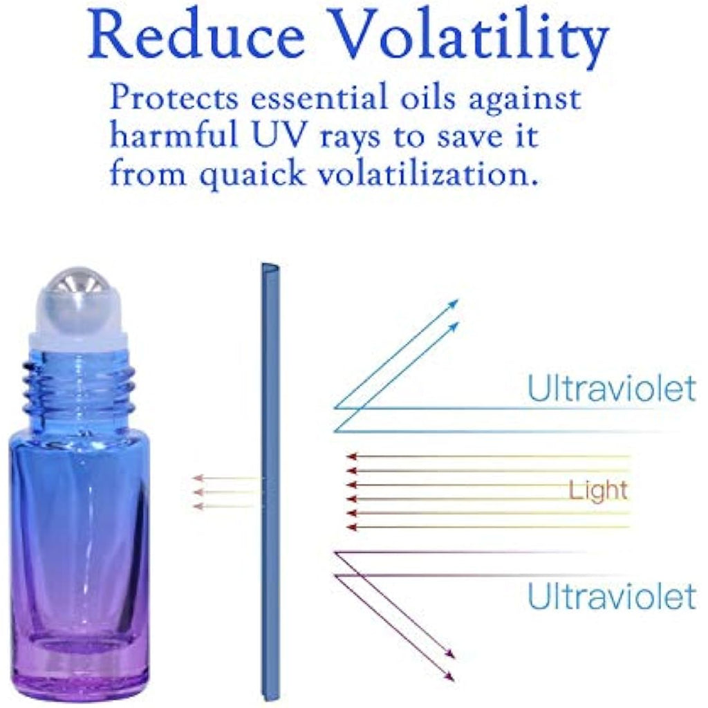 10-Pack Rainbow Glass Roller Bottles for Essential Oils