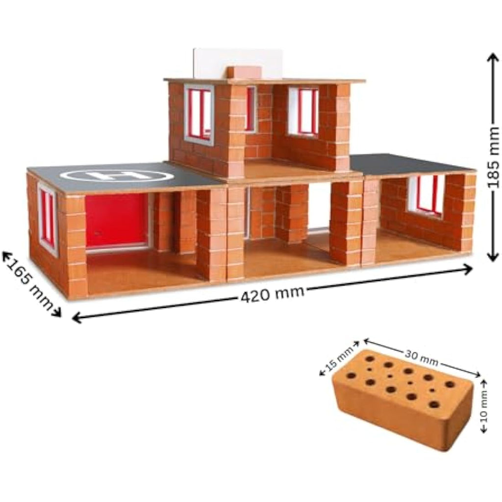 Teifoc Fire Station Stone Building Blocks Kit - 220 Piece STEM Toy