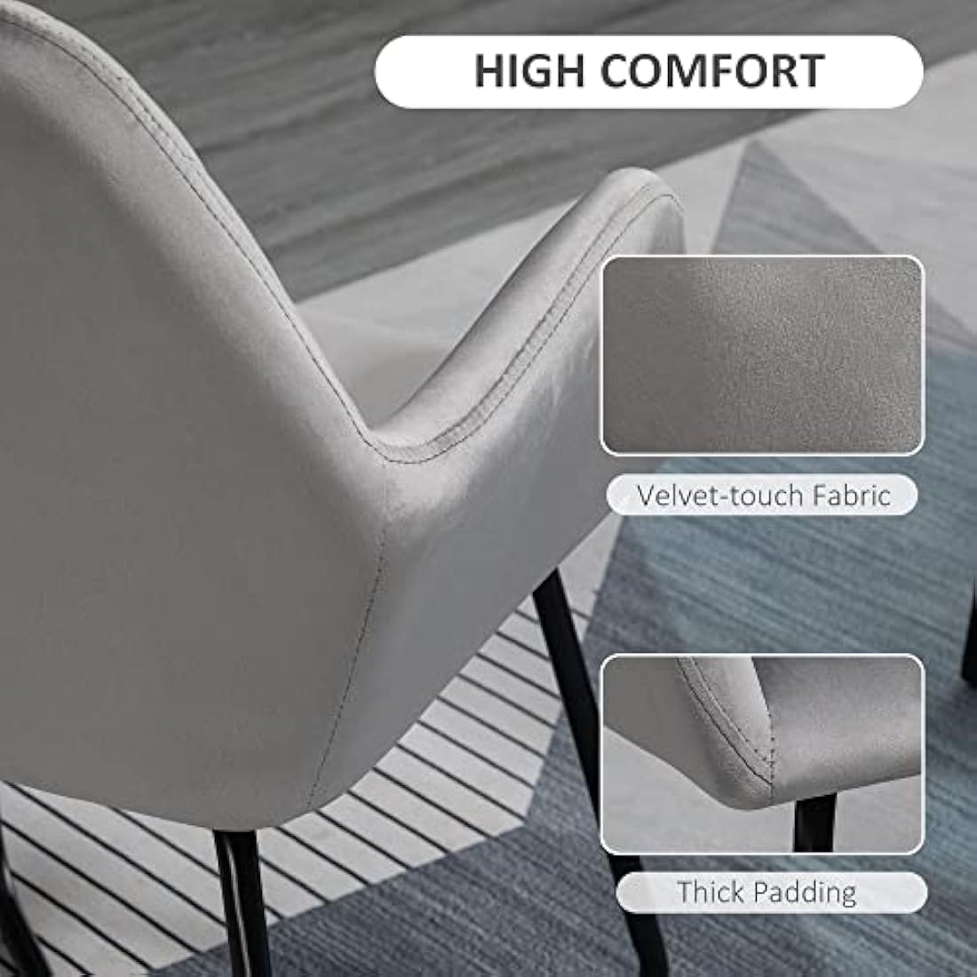 HOMCOM Modern Grey Velvet Accent Chair | Upholstered Armchair with Metal Base