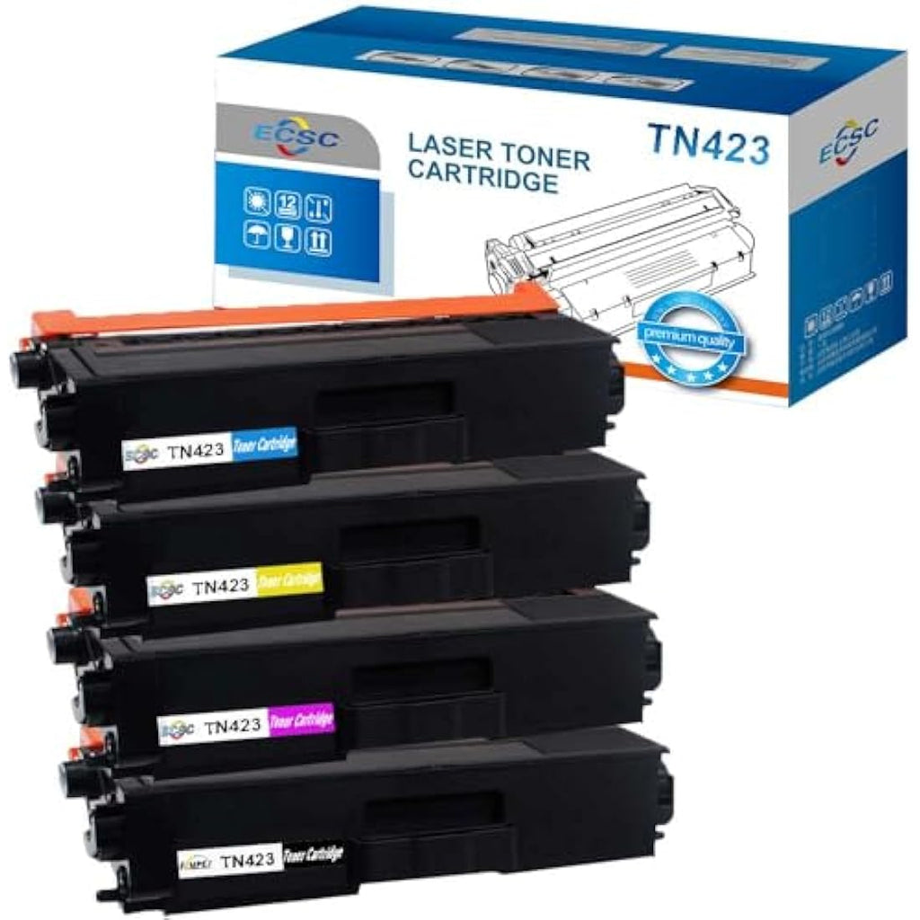 ECSC Compatible TN423 Toner Cartridges for Brother Printers, 4-Pack