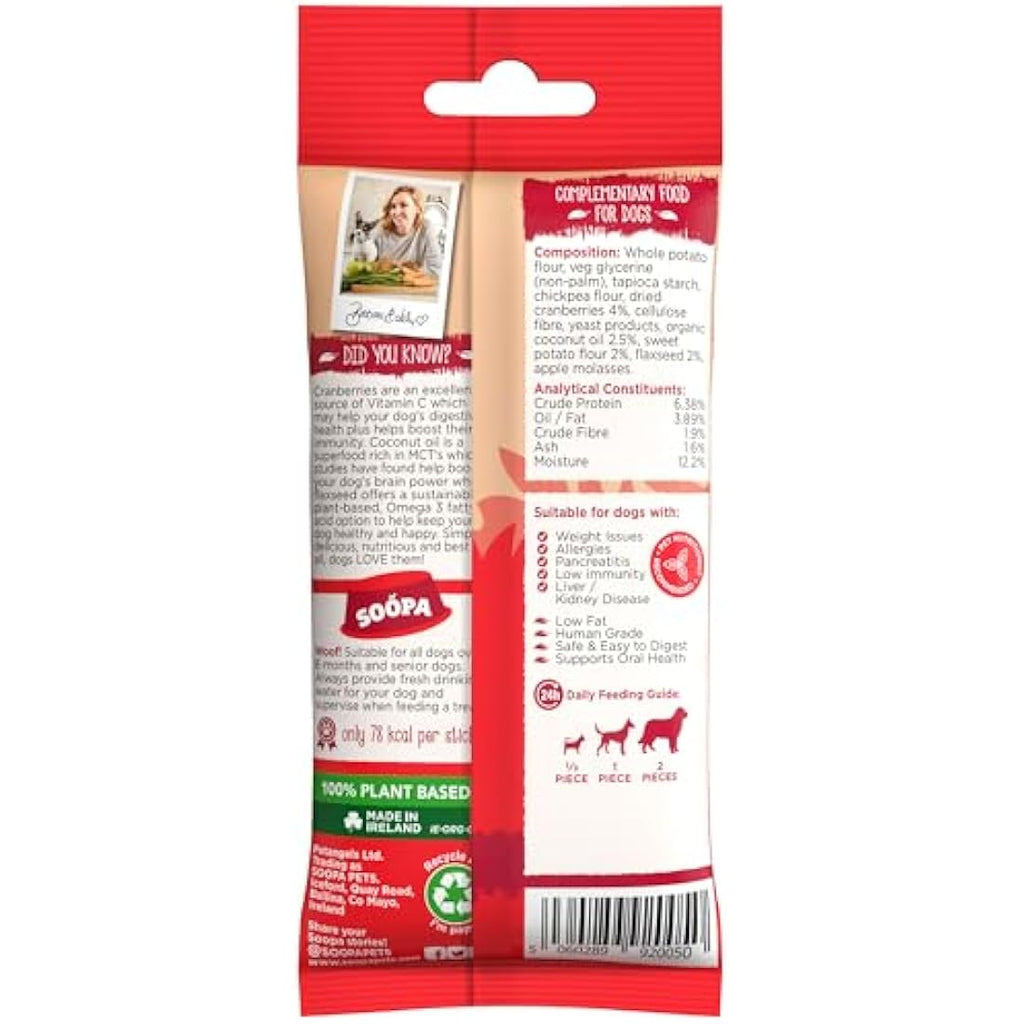 Soopa Dental Sticks Dog Treats – Cranberry & Sweet Potato, 100g