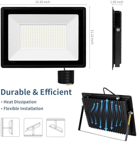 Ankishi 200W LED Floodlight | IP66 Waterproof 6500K Outdoor Security Light
