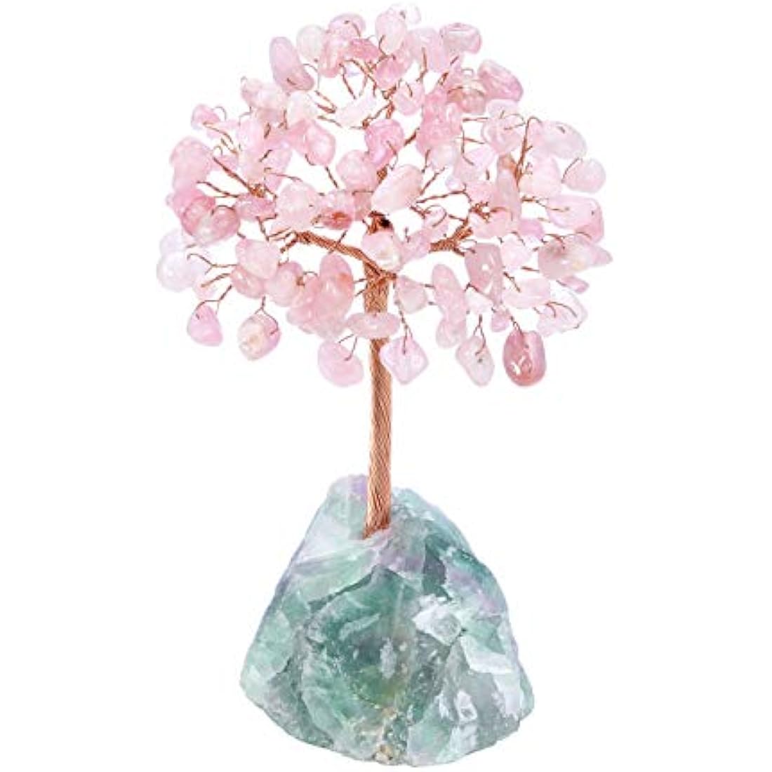 JSDDE Rose Quartz Crystal Money Tree – Feng Shui Healing Gemstone Decor