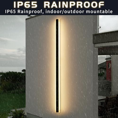 Mikeru 200CM Outdoor Wall Light | Dimmable IP65 LED Lamp in Matt Black
