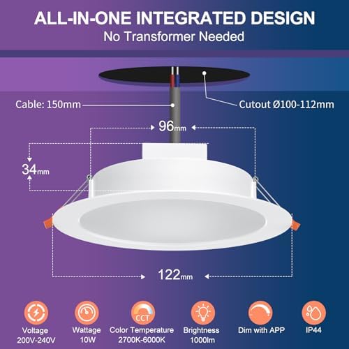 DUSKTEC Smart LED Recessed Downlights | 10W RGBWW Alexa Voice Control