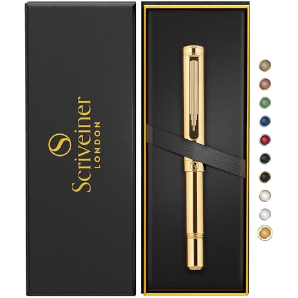 Scriveiner Gold Rollerball Pen – Luxury Pocket EDC Pen with Schmidt Refill