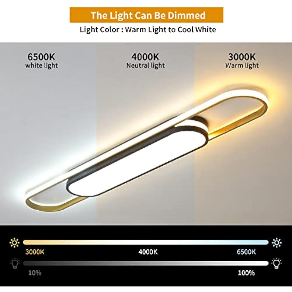 Oninio Modern LED Linear Ceiling Light | 48W Dimmable Lamp with Remote