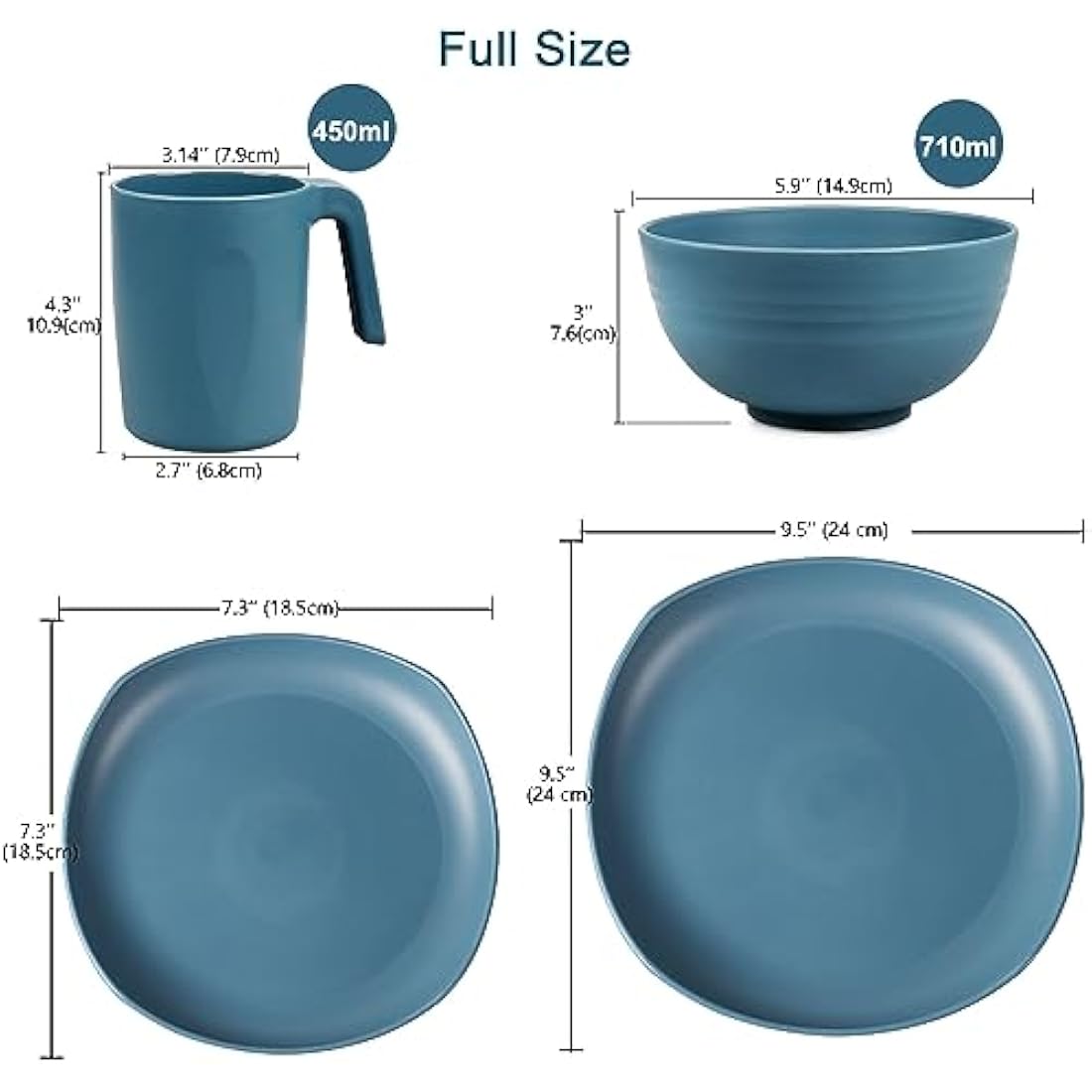 Greentainer 16-Piece Unbreakable Plastic Dinnerware Set | Service for 4