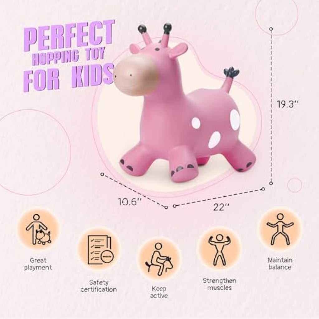 Inflatable Giraffe Bouncy Horse Hopper – Toddler Ride-on Toy