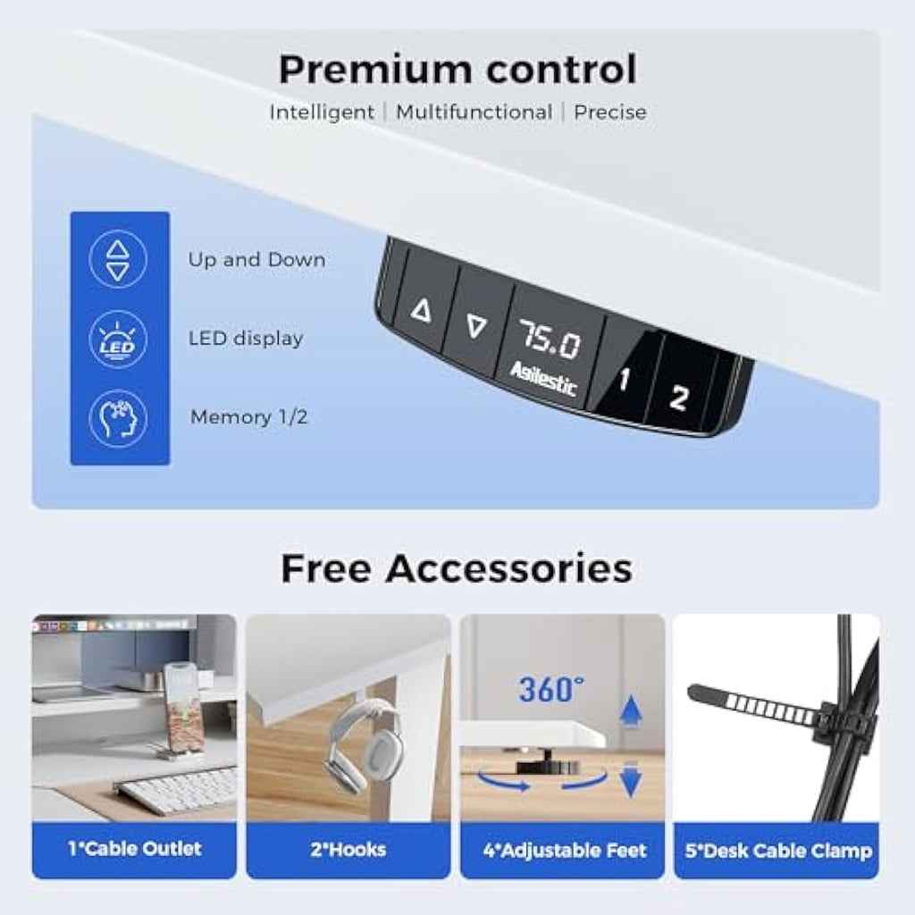 Agilestic Electric Standing Desk | 120x60cm Sit-Stand Desk with 2 Drawers