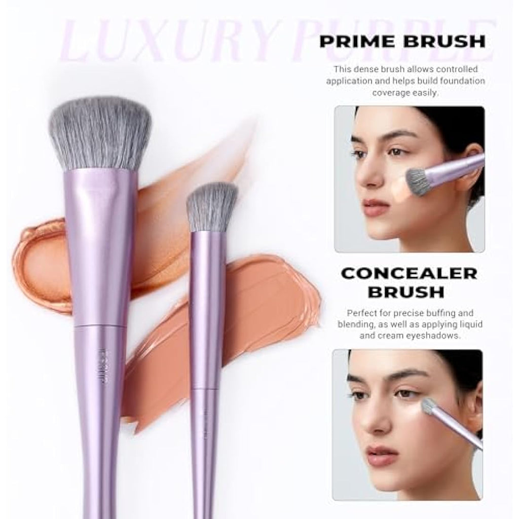 Jessup 5pcs Face Makeup Brush Set | Vegan Synthetic Purple T514
