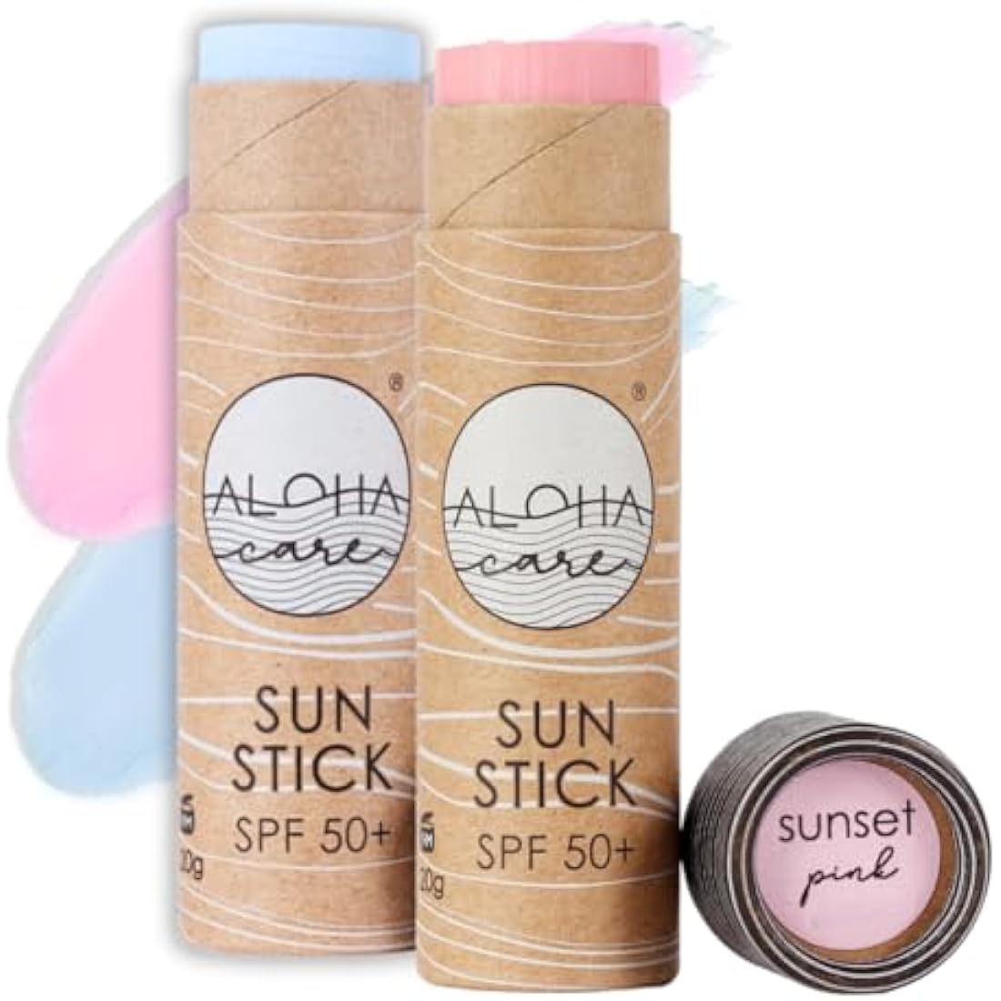 Aloha Sun Stick SPF 50+ Mineral Sunscreen for Surfing - Blue & Pink 2pcs