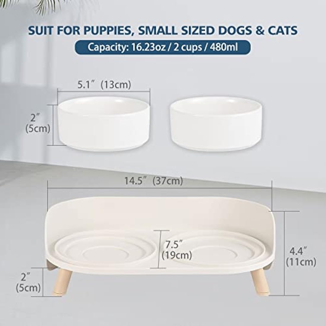 Raised Ceramic Cat Bowl Set – Elevated Non-Slip Pet Feeder