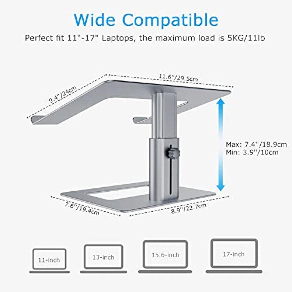BoYata Laptop Stand – Height Adjustable Ergonomic Cooling Riser for 10-17"