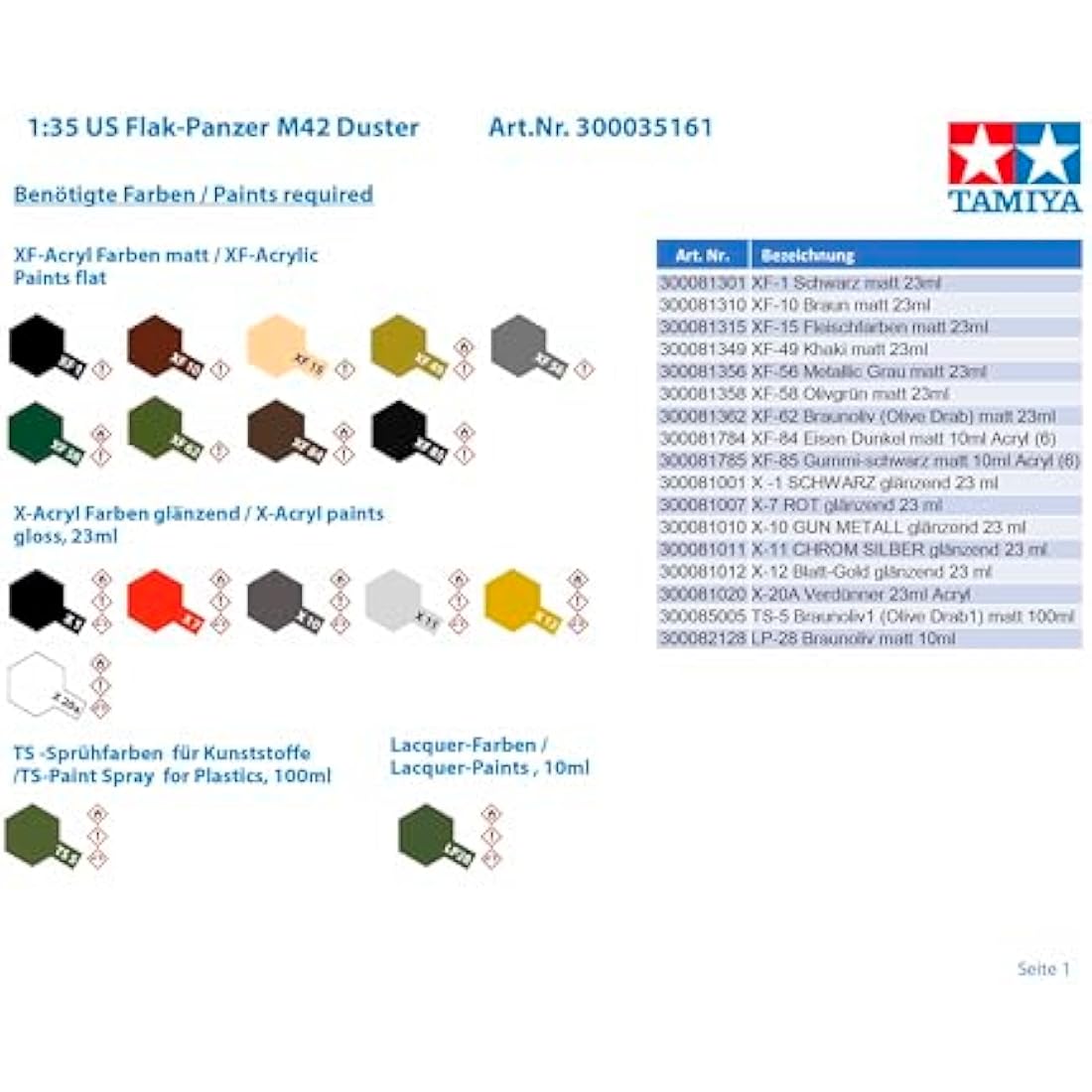 Tamiya 1:35 US Flak Tank M42 Duster Military Plastic Model Kit